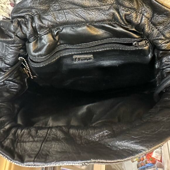 Vintage 80s Clemente Black & Silver Metallic Snakeskin Leathe Purse Clutch, RARE - Picture 11 of 14